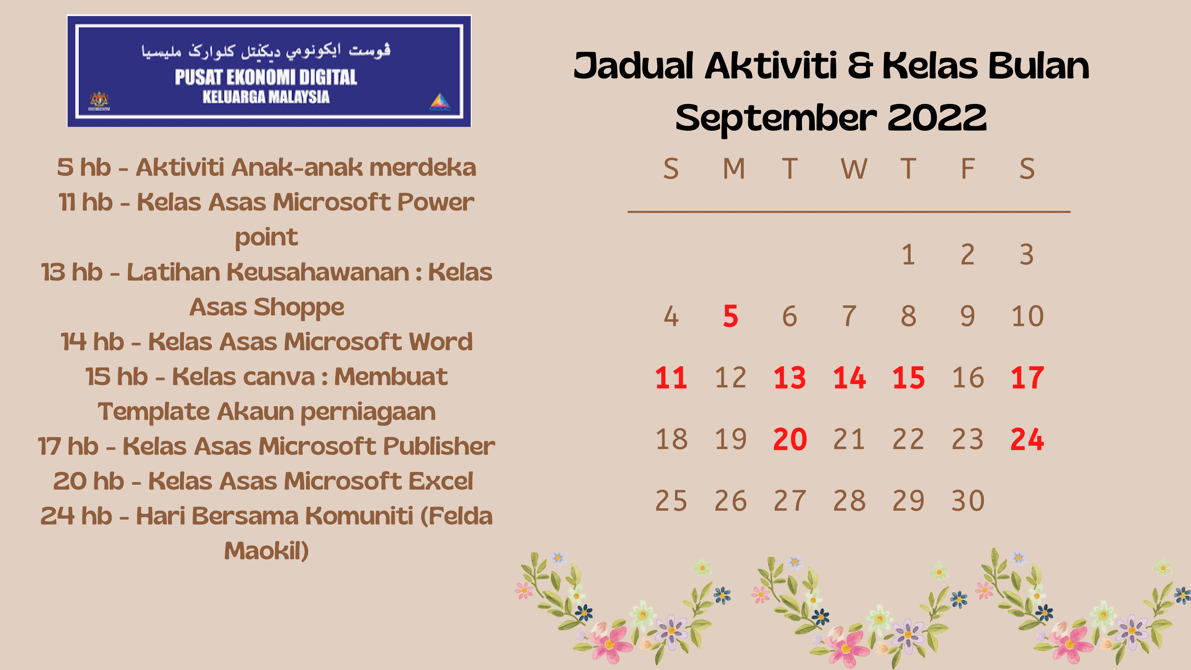 JADUAL AKTIVITI SEPTEMBER 2022 1