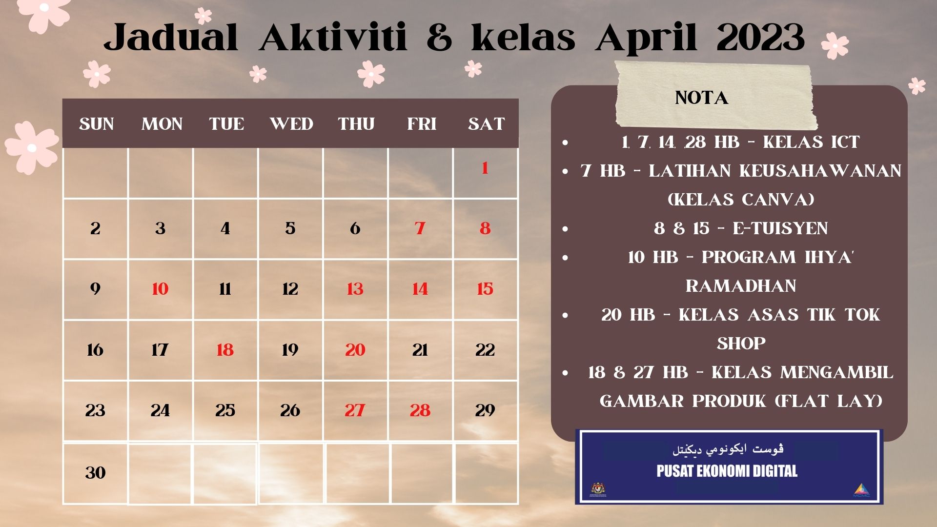 JADUAL AKTIVITI APRIL 23