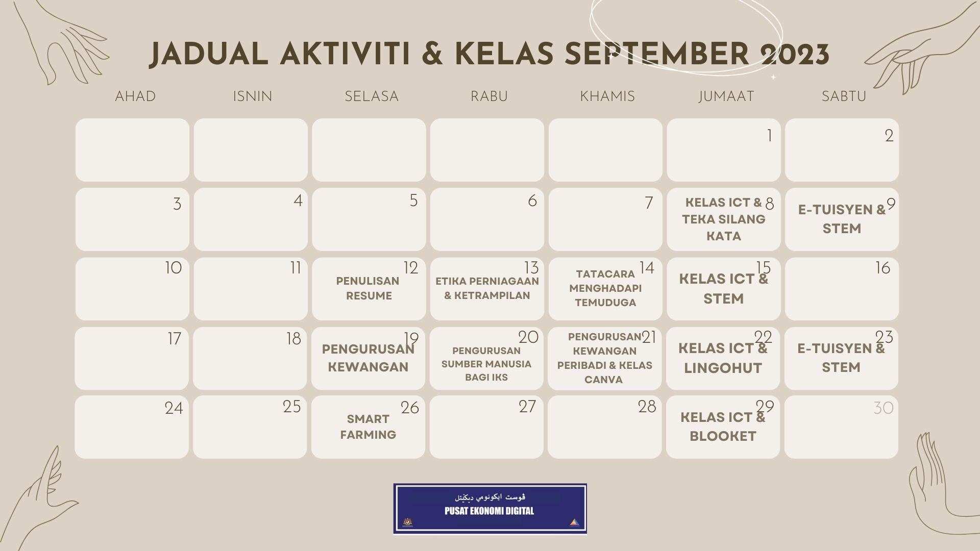 jADUAL AKTIVITI KELAS SEPTEMBER23